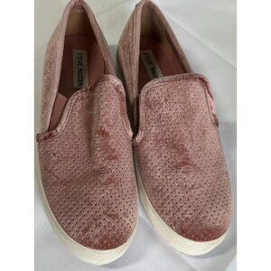 Steve Madden Zarayy Pink Blush Velour Slip-On Sneaker Flats Womens 7.5 Casual
